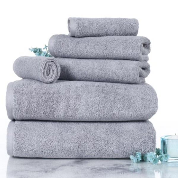 Hastings Home 6-piece 100-percent Cotton Towel Set with 2 Bath Towels, 2 Hand Towels and 2 Washcloths (Silver) 771511GVI